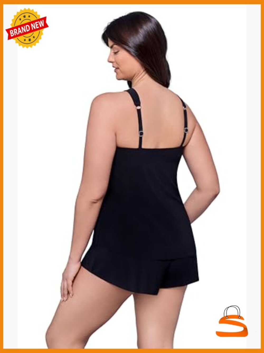 Slimming High Neck Swim Romper with Pockets Adjustable Straps - Picture 3 of 6